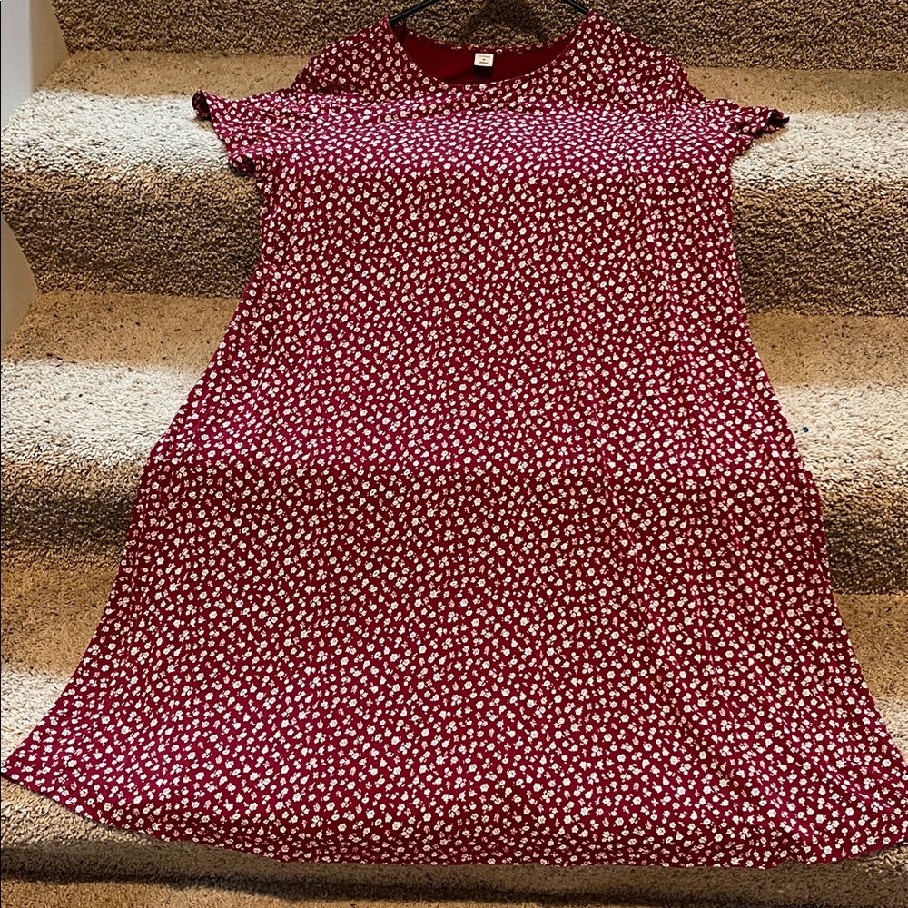 Old Navy Red Floral Short Sleeve Midi Dress.Sz XL - Picture 4 of 4